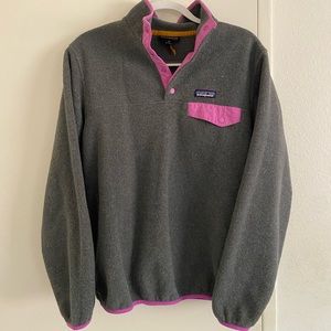 Patagonia Dark Gray and Lavendar Pullover Womens Medium Synchilla